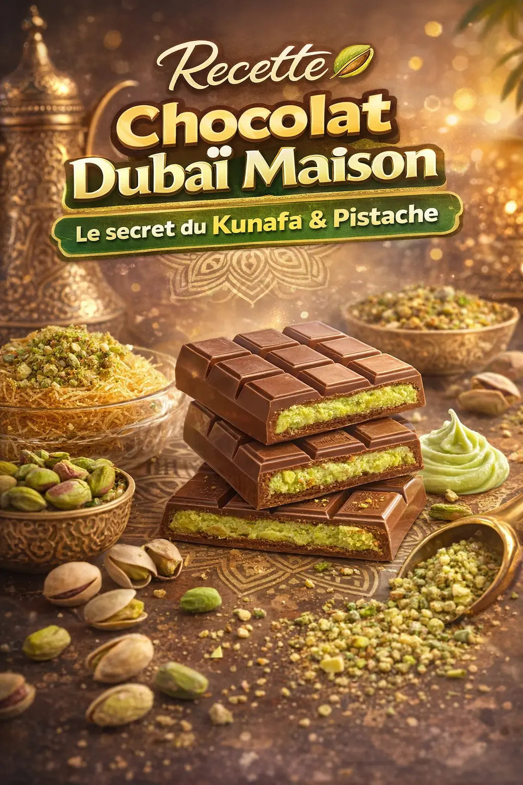 Recette Chocolat Dubaï Maison : Le secret du Kunafa & Pistache
